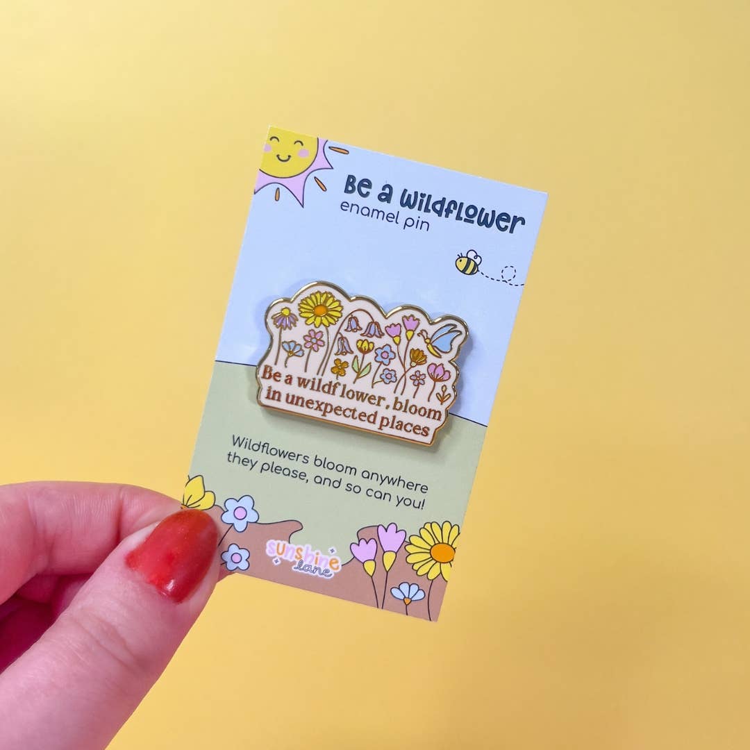 Sunshine Lane Enamel Pin - Be a Wildflower