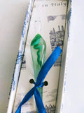 Peacock Paper Italian Glass Dip Pen: Green