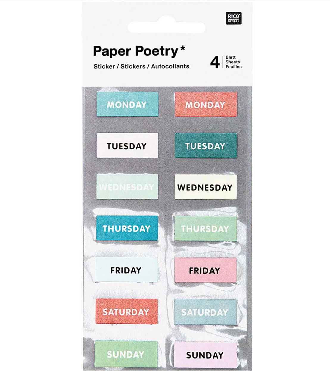 Paper Poetry Bullet Diary Stickers Week Day