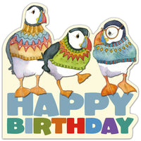 Emma Ball Die Cut Three Woolly Puffins Birthday