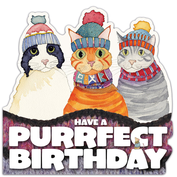 Emma Ball Die Cut Cats In Hats Birthday Card