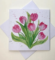 Elizabeth Amy Art Greetings Cards - Pink Tulips