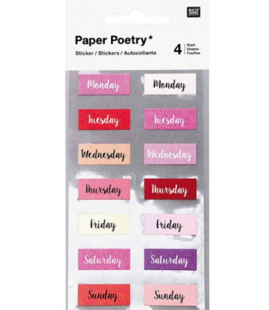Paper Poetry Bullet Diary Stickers  Week Day