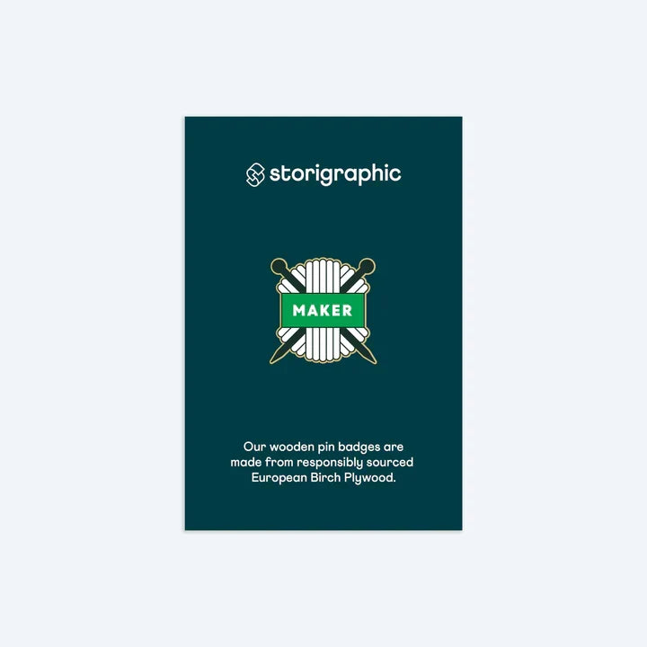 Storigraphic Knit Wooden Pin Badge