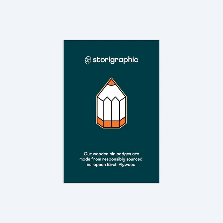 Storigraphic Pencil Wooden Pin Badge