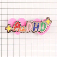 Fluffmallow AuDHD autistic + ADHD glitter enamel pin