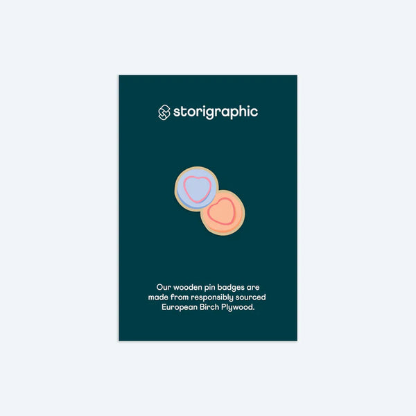 Storigraphic Lovehearts - Wooden Pin Badge