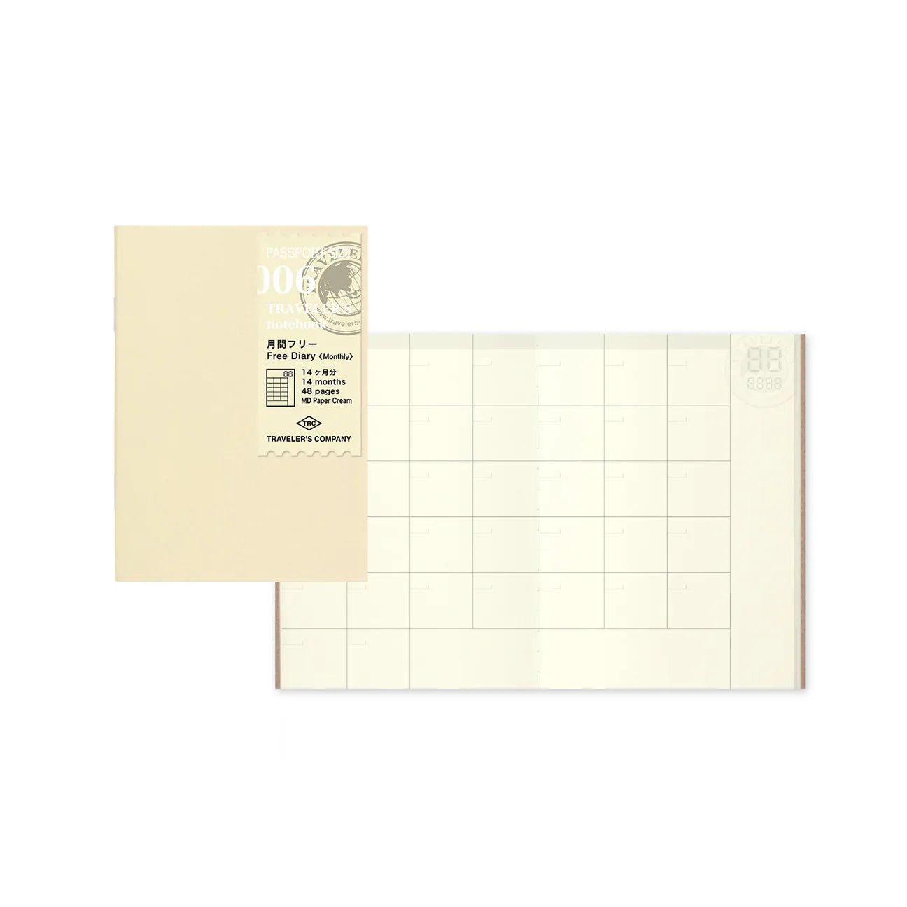 Traveler's Company Passport Size Notebook Refill 006 Free Diary (Monthly)