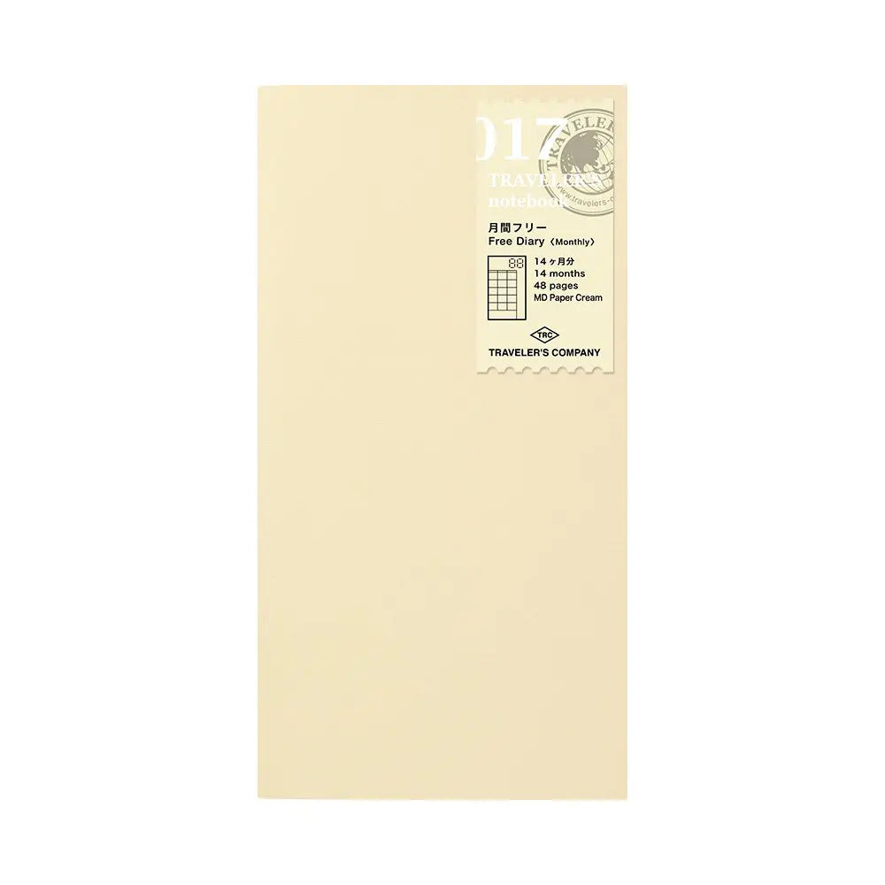 Traveler's Company Standard Size Notebook Refill 017 Free Diary (Monthly)
