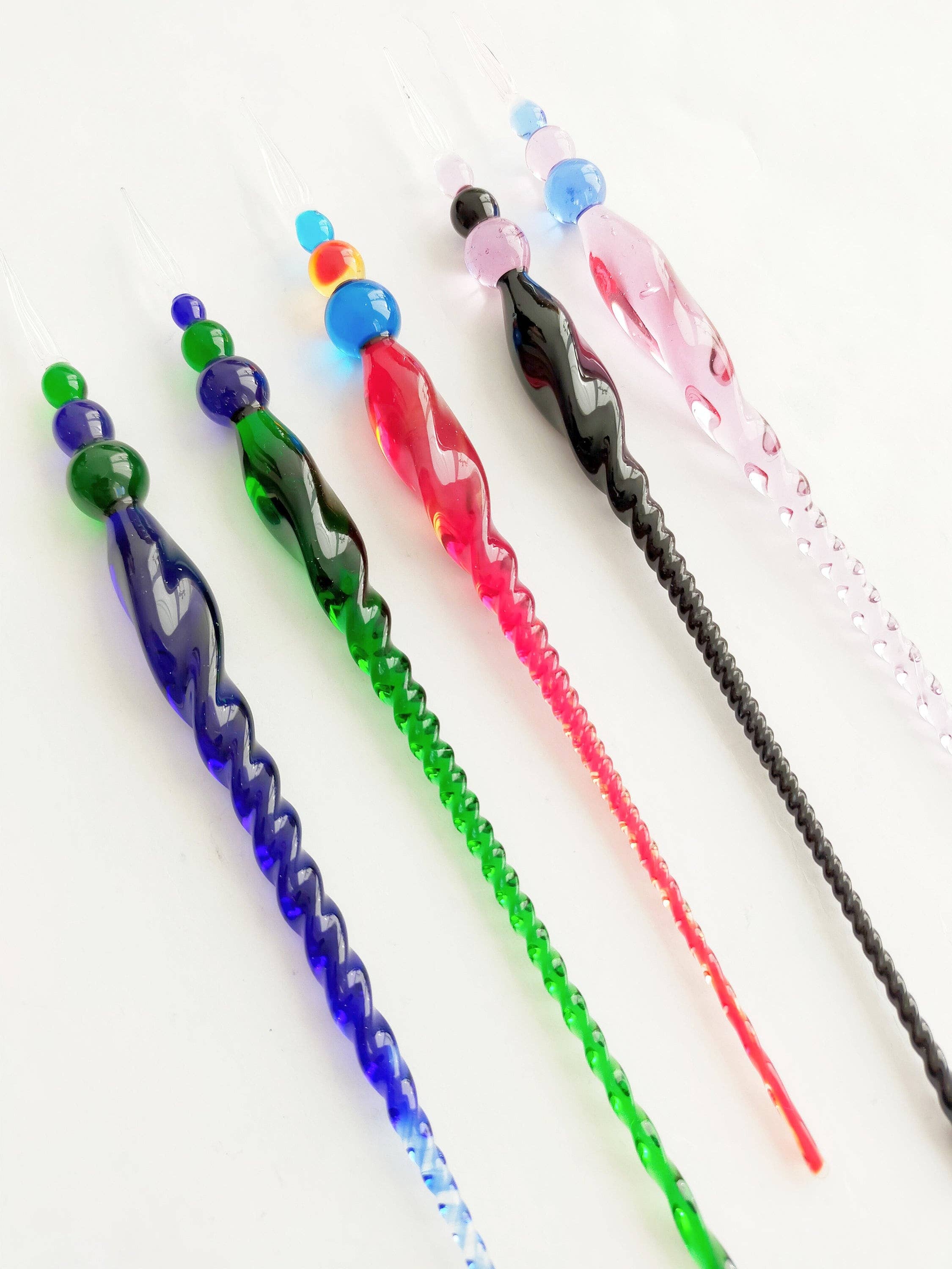 Peacock Paper Italian Glass Dip Pen Set: Light Blue and Green