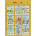 L’après-midi Postage Stamp Stickers Set Barcelona