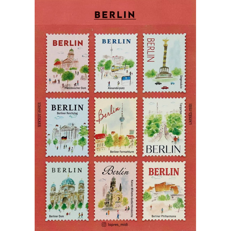 L’après-midi Postage Stamp Stickers Set Berlin
