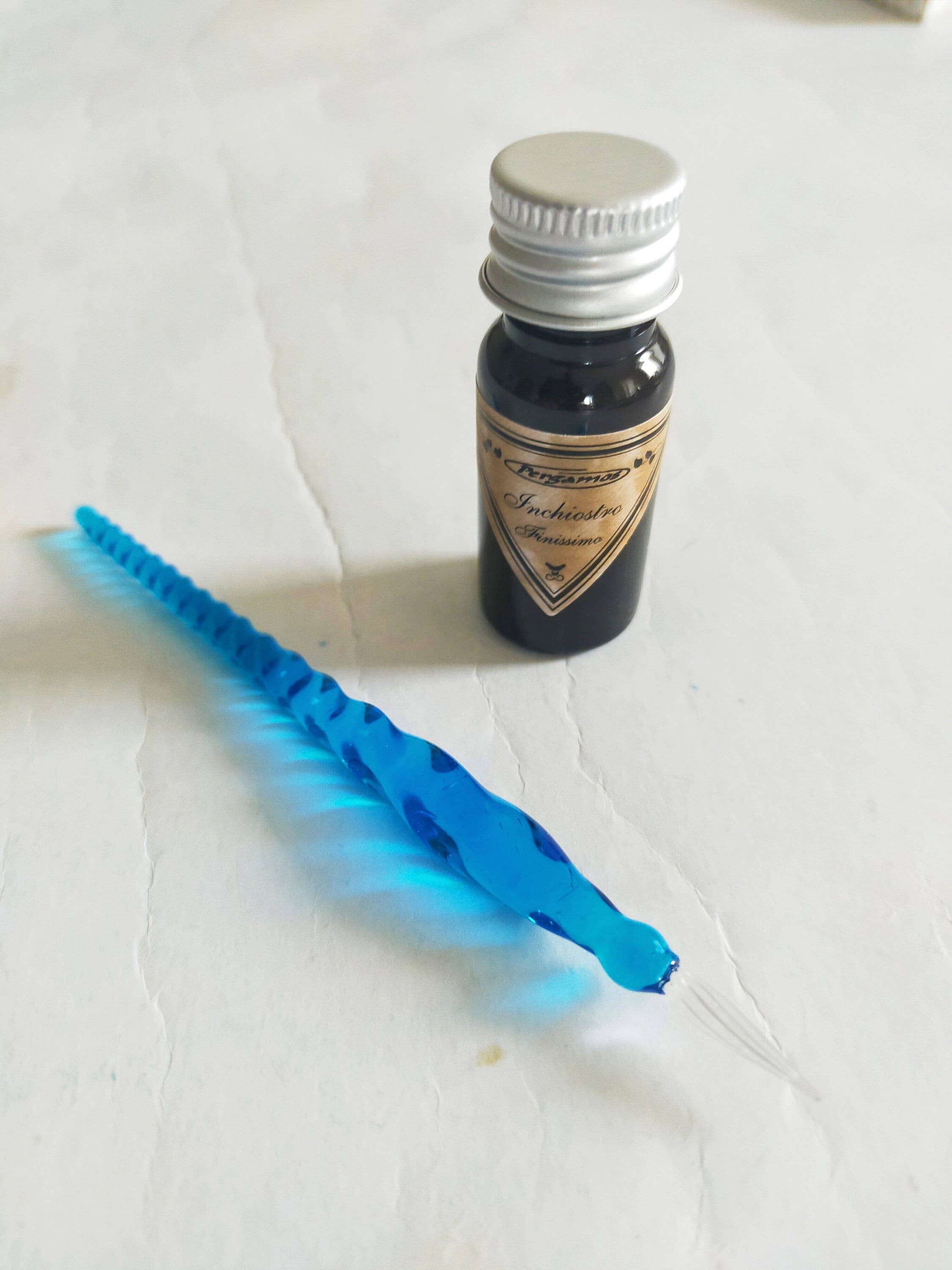 Peacock Paper Mini Italian Glass Dip Pen: Light Blue