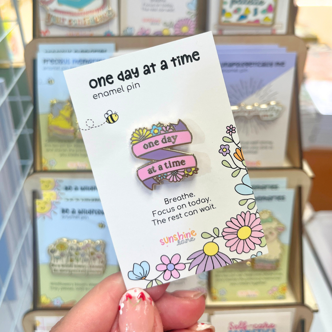Sunshine Lane Enamel Pin - One Day at a Time