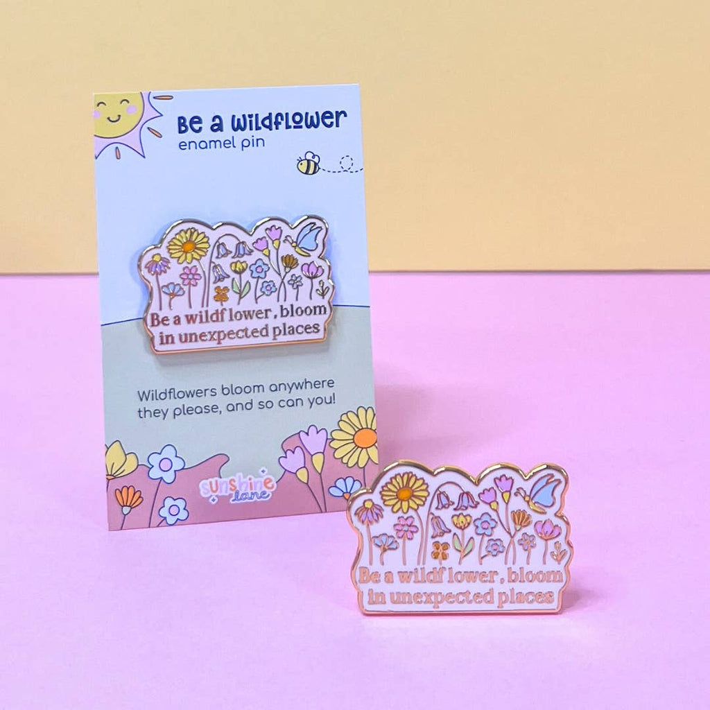 Sunshine Lane Enamel Pin - Be a Wildflower