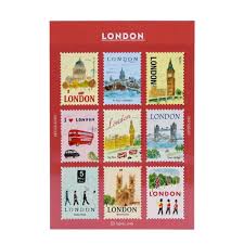 L’après-midi Postage Stamp Stickers Set London