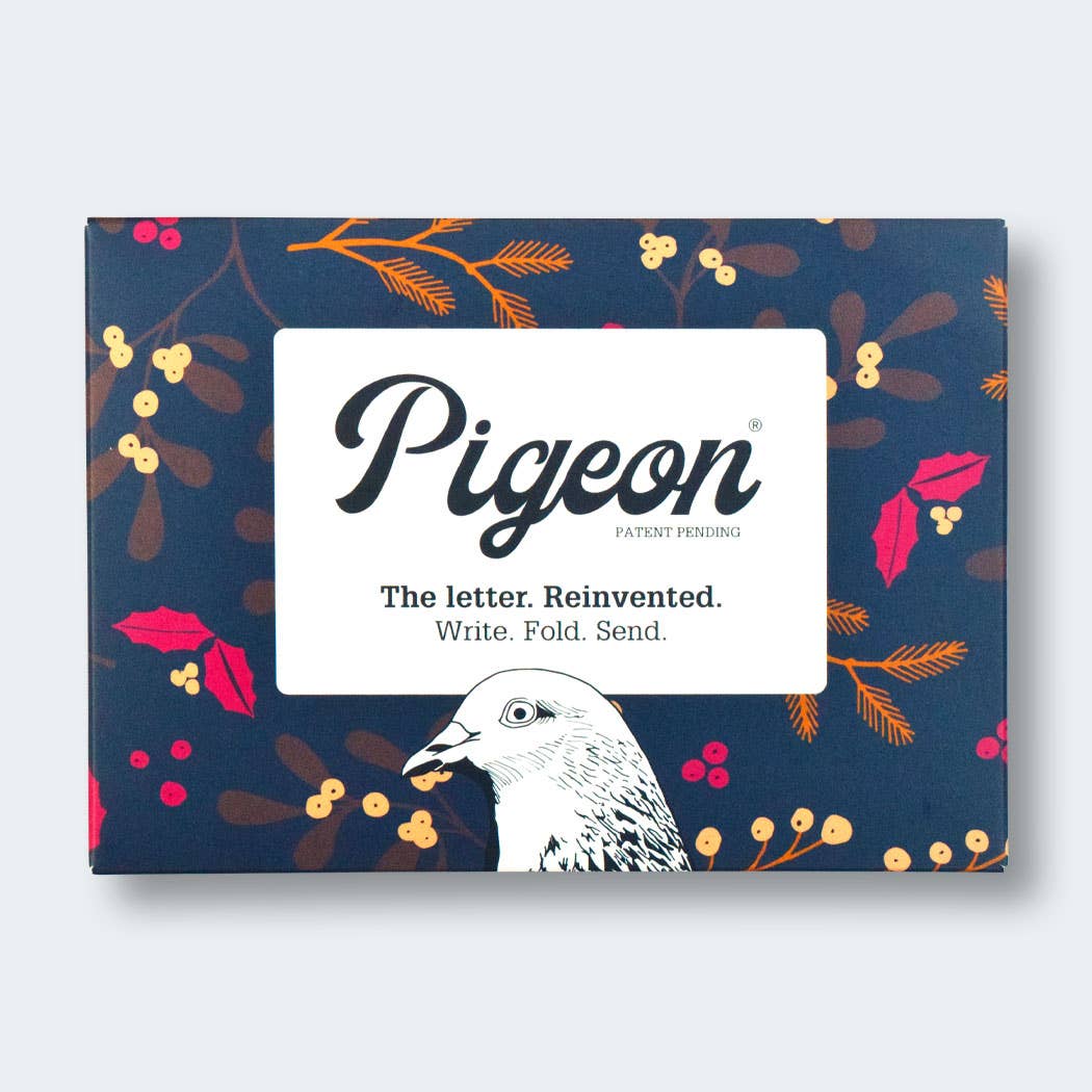 Winter Berries Pigeon Folding  Letter Pack - Pack of 6