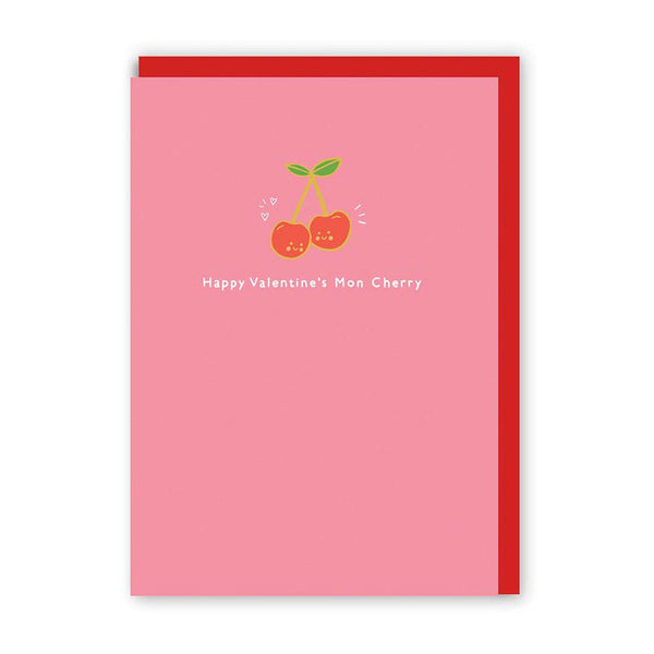Ohh Deer - Happy Valentines Mon Cherry Card With Enamel Pin
