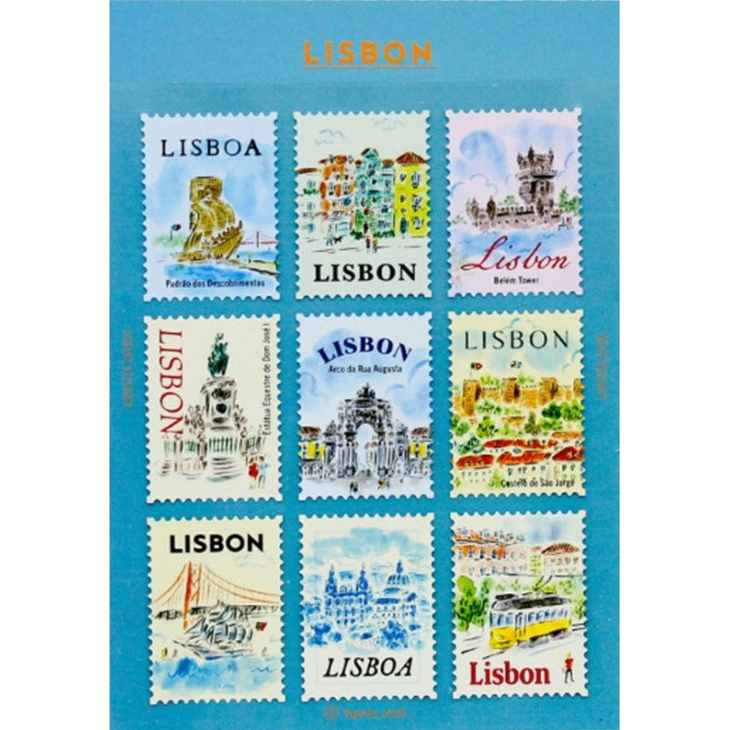 L’après-midi Postage Stamp Stickers Set Lisbon
