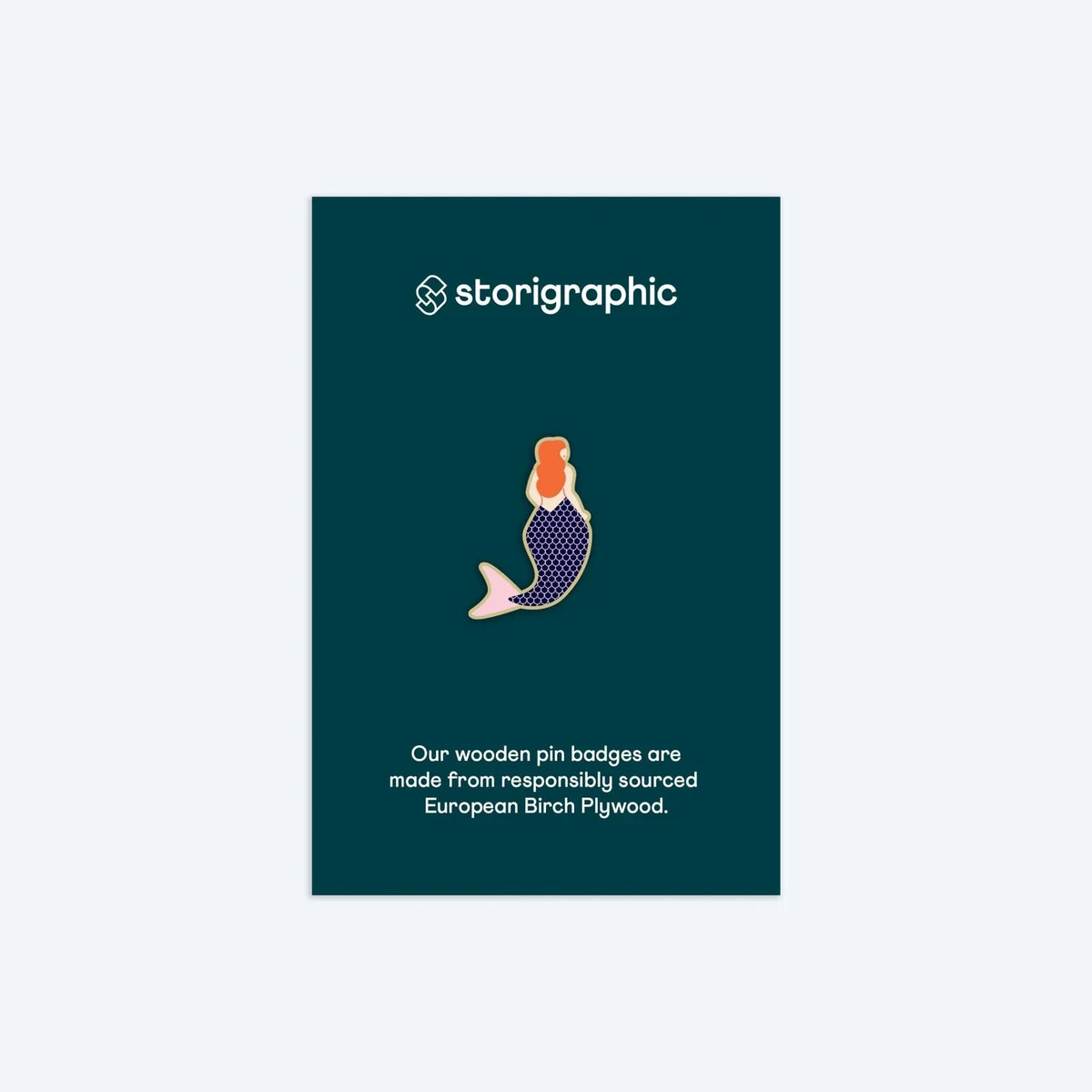 Storigraphic Mermaid Wooden Pin Badge