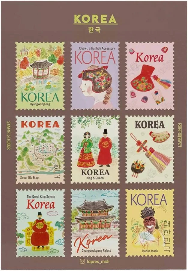 L’après-midi Postage Stamp Stickers Set Lisbon