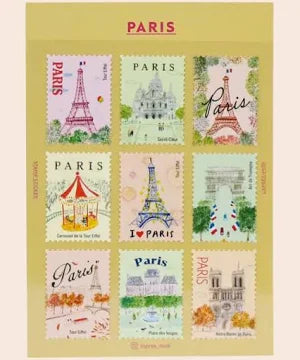 L’après-midi Postage Stamp Stickers Set Paris