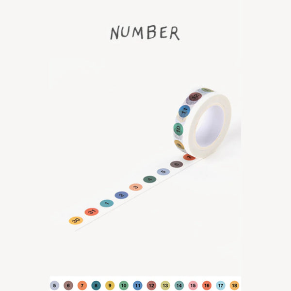 Livework Life & Pieces Numbers 15mm Paper Washi Tape